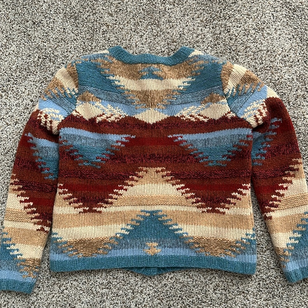 Aztec Pattern Wool Angora Cardigan Sweater - Picture 5 of 5